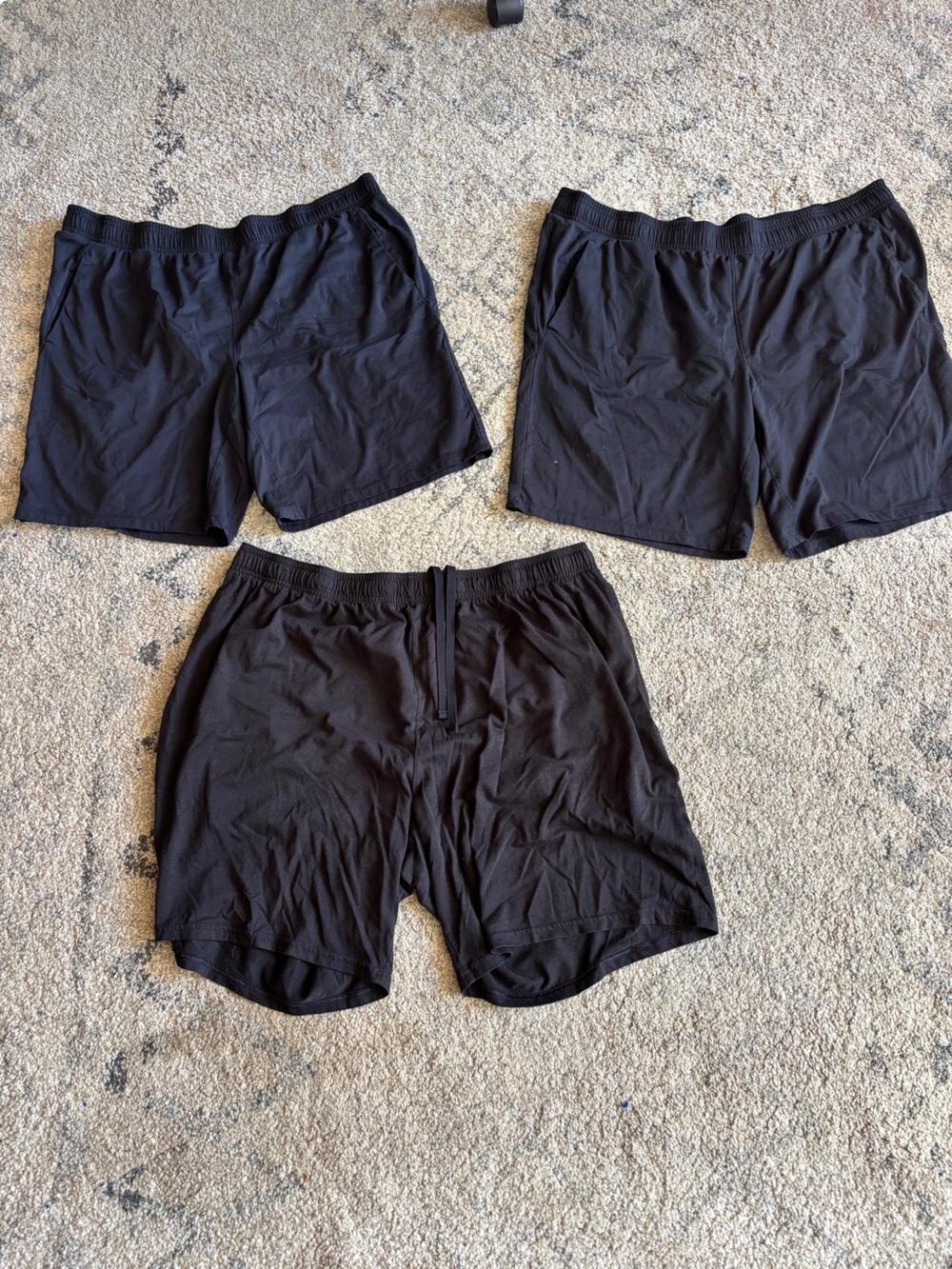 Athletic Works Black Men's Athletic Shorts Pack - Elastic Waist